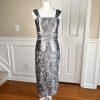 Nina Nischelle Polyester Lace Sheath Dress Cropped Suit Size 8 Silver 2PC