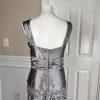 Nina Nischelle Polyester Lace Sheath Dress Cropped Suit Size 8 Silver 2PC