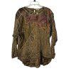 Vintage Giallo Napoli  Blouse Size L Artsy Floral Embroidered Weaving Country