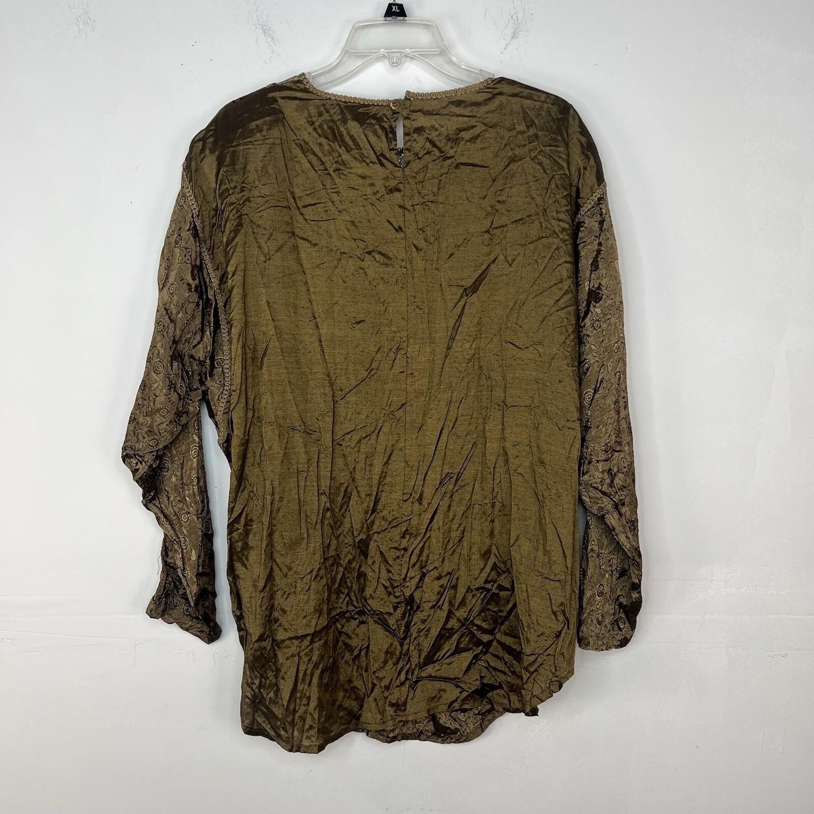 Vintage Giallo Napoli  Blouse Size L Artsy Floral Embroidered Weaving Country