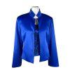SANDRA DARREN Blue Polyester Beaded embroidered Stand Up Collar Blazer set SZ 12