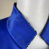 SANDRA DARREN Blue Polyester Beaded embroidered Stand Up Collar Blazer set SZ 12