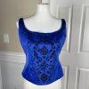 SANDRA DARREN Blue Polyester Beaded embroidered Stand Up Collar Blazer set SZ 12