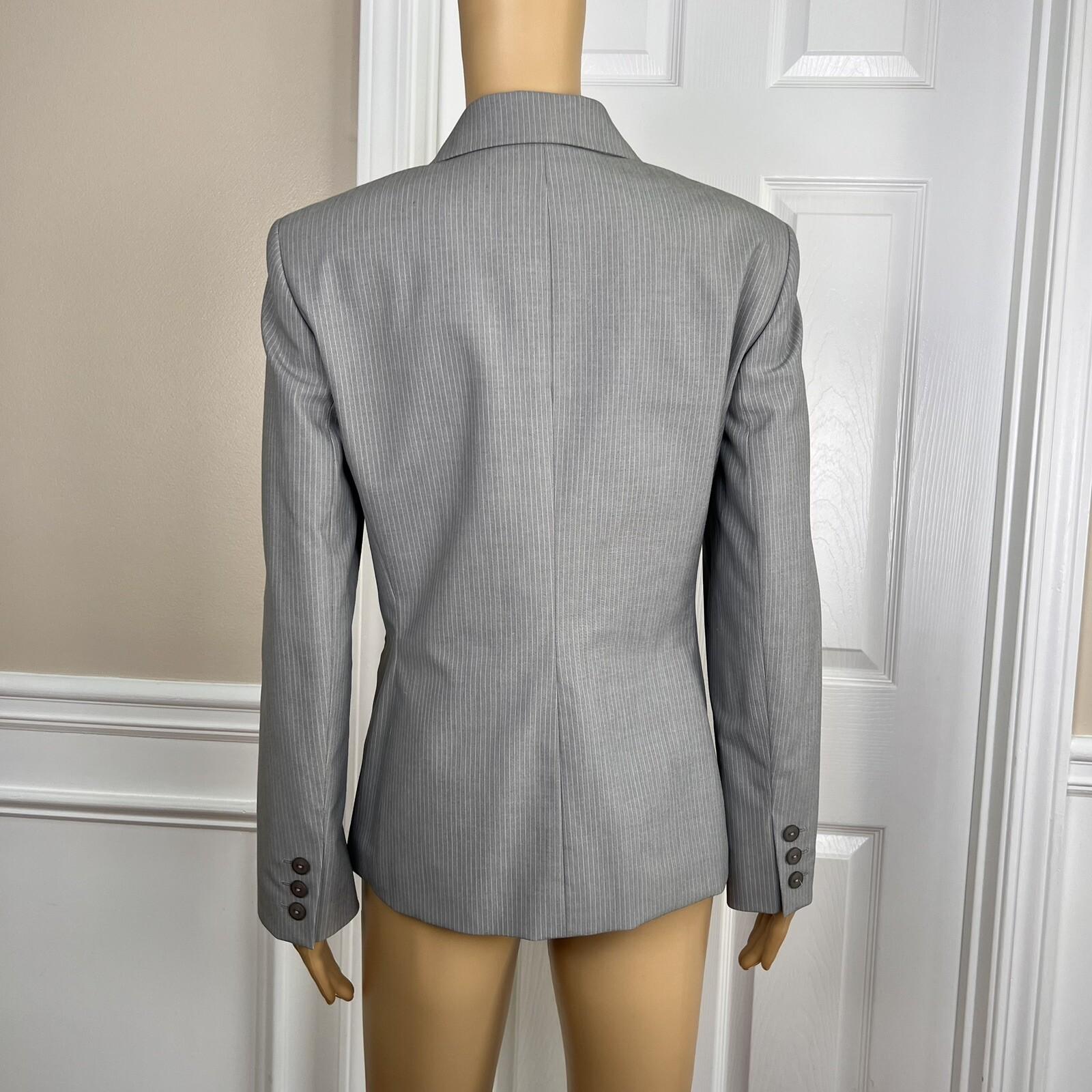 KASPER Polyester Viscose Spandex Pant Suit Size 10P Gray Striped Lined 2PC