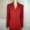 Le Suit Women Polyester Skirt Suit Size 8 Red Lined Notch Collar Business 2PC