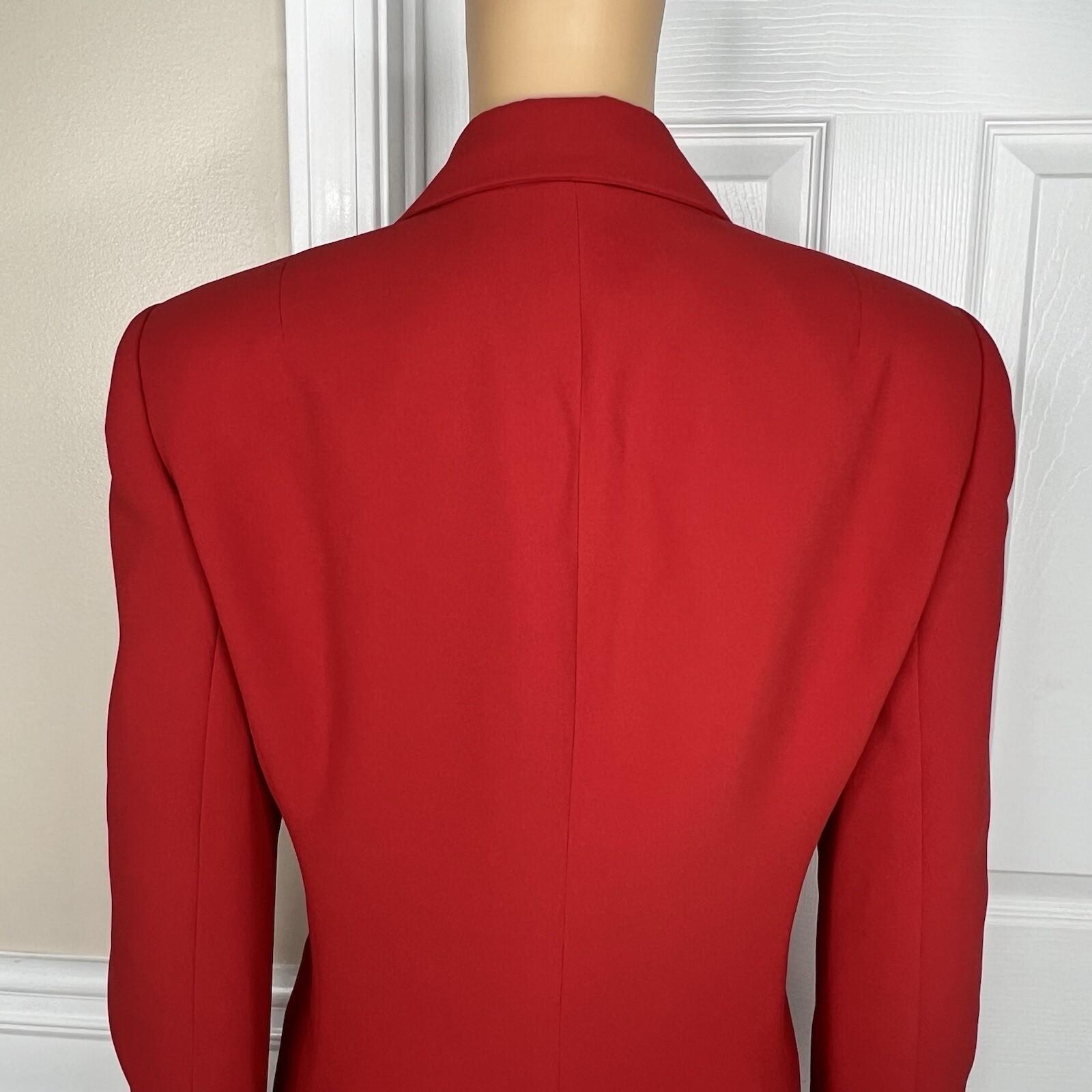 Le Suit Women Polyester Skirt Suit Size 8 Red Lined Notch Collar Business 2PC