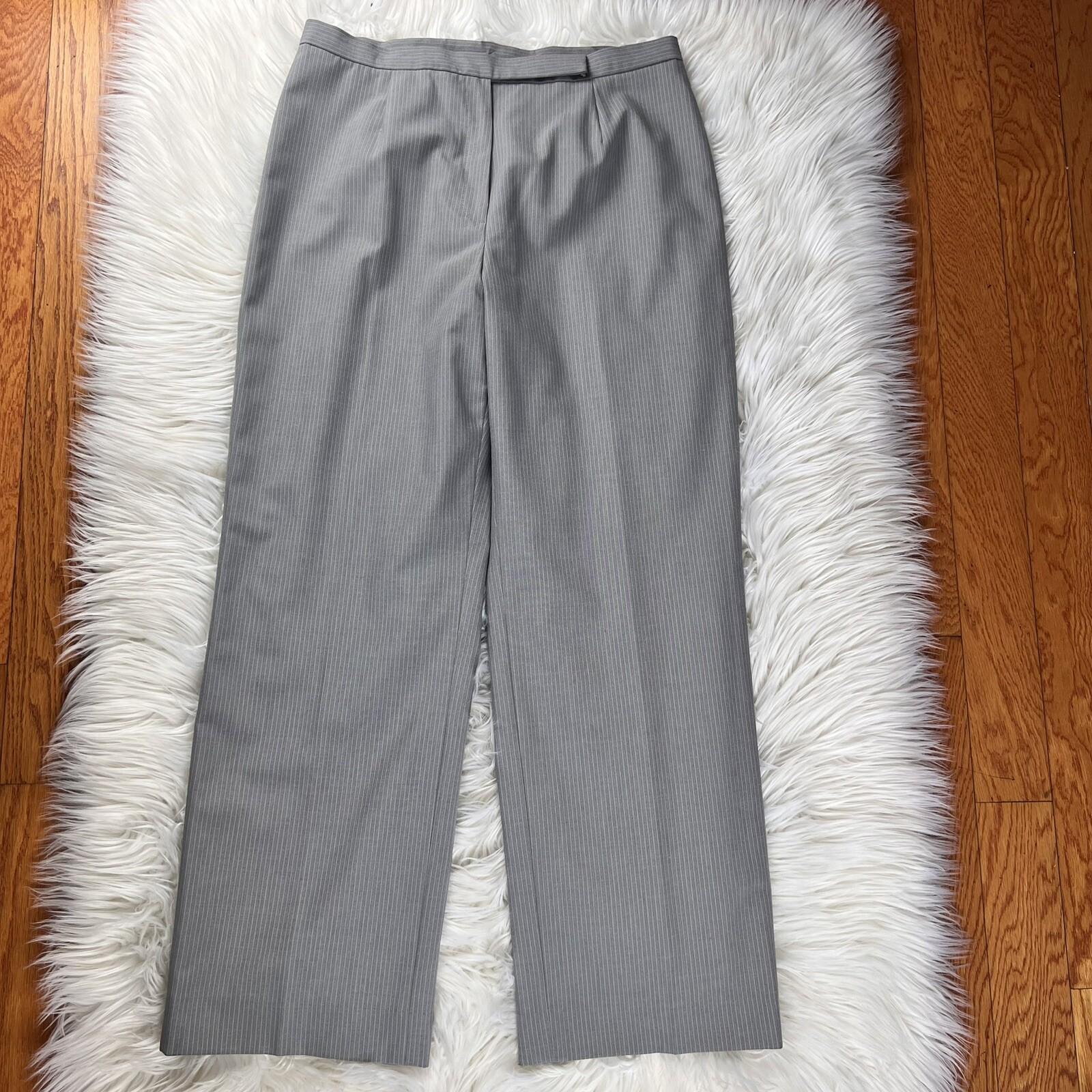 KASPER Polyester Viscose Spandex Pant Suit Size 10P Gray Striped Lined 2PC