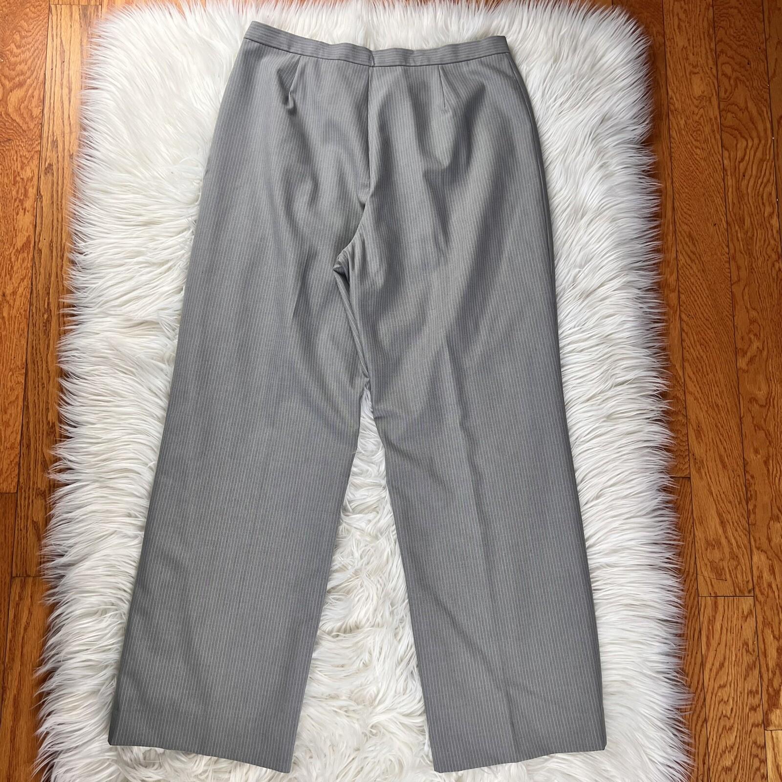 KASPER Polyester Viscose Spandex Pant Suit Size 10P Gray Striped Lined 2PC