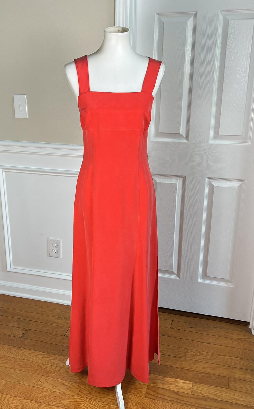 DANA BUCHMAN Silk Dress Cropped Size 4 Pink Fit Flare Minimalist Square Neck 2PC