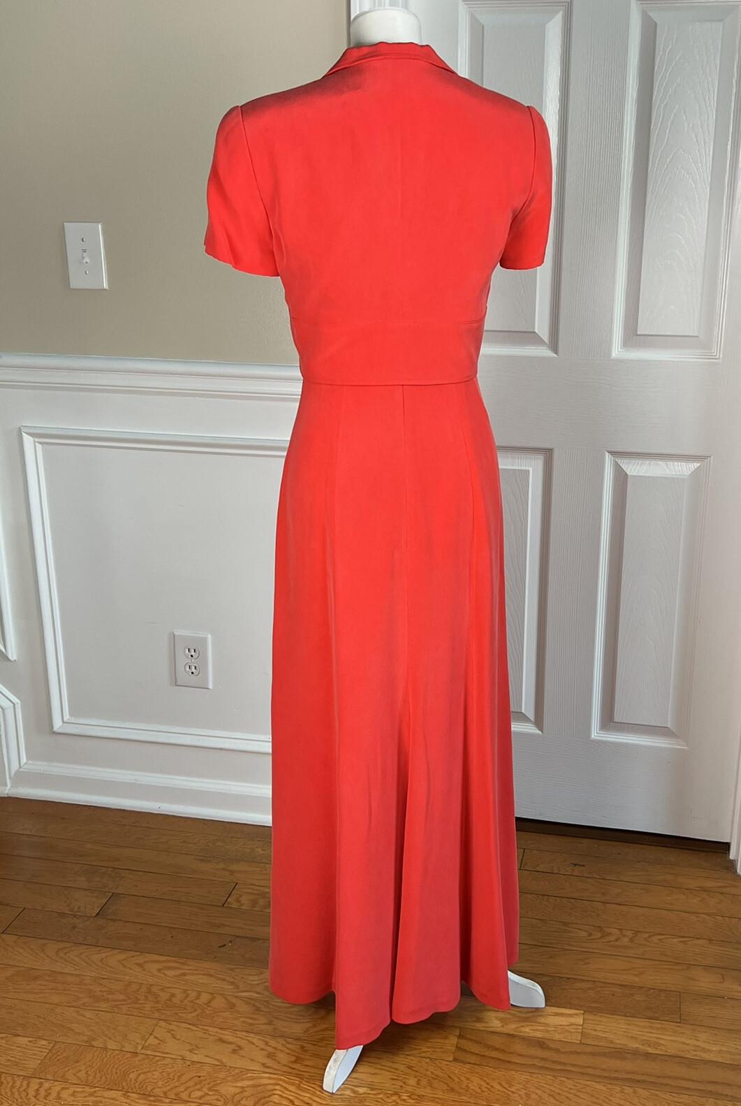 DANA BUCHMAN Silk Dress Cropped Size 4 Pink Fit Flare Minimalist Square Neck 2PC