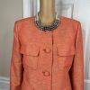 Kasper Polyester Rayon Skirt Suit Size 8 Orange Lined Women 2Piece Collarless