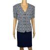 Tahari ASL Polyester Spandex Skirt Suit 14 Navy Floral White Short Sleeves 2PC