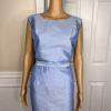 TALLY TAYLOR 3PC Slate Blue Polyester Collarless Cocktail Skirt Suit Top Size 14