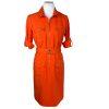 SHARAGANO Women 1PC Orange Belted Zip Up A-Line Dress Size 6