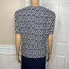 Tahari ASL Polyester Spandex Skirt Suit 14 Navy Floral White Short Sleeves 2PC
