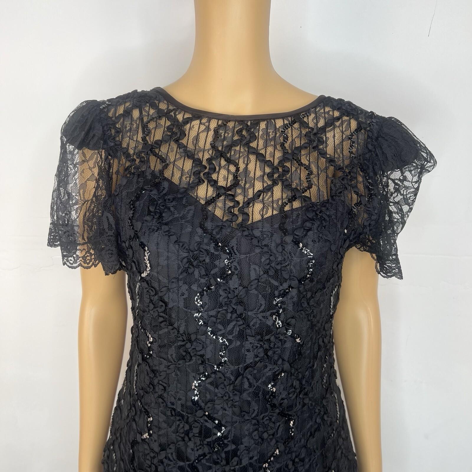 Vintage Shuet Young Dress Size 9/10 Lace Sequin Tea Party Evening Chic Gothic