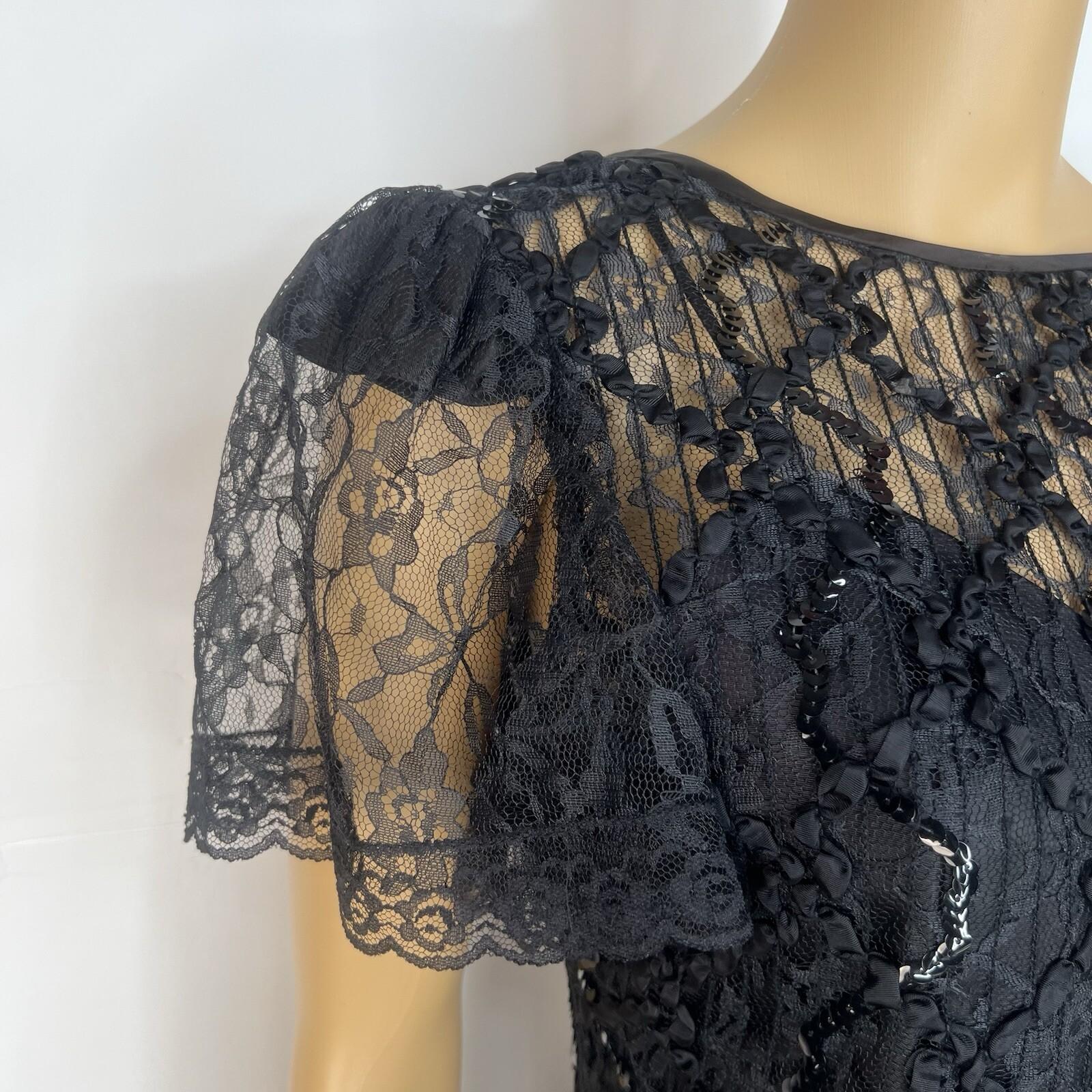 Vintage Shuet Young Dress Size 9/10 Lace Sequin Tea Party Evening Chic Gothic