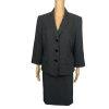 10-687.jpg Le Suit Women Polyester Skirt Suit Size 14 Black White Notch Collar Lined 2PC