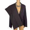 JOHN MEYER Polyester Pant Suit 14 Black Purple Striped Lined Peak Collar 2PC