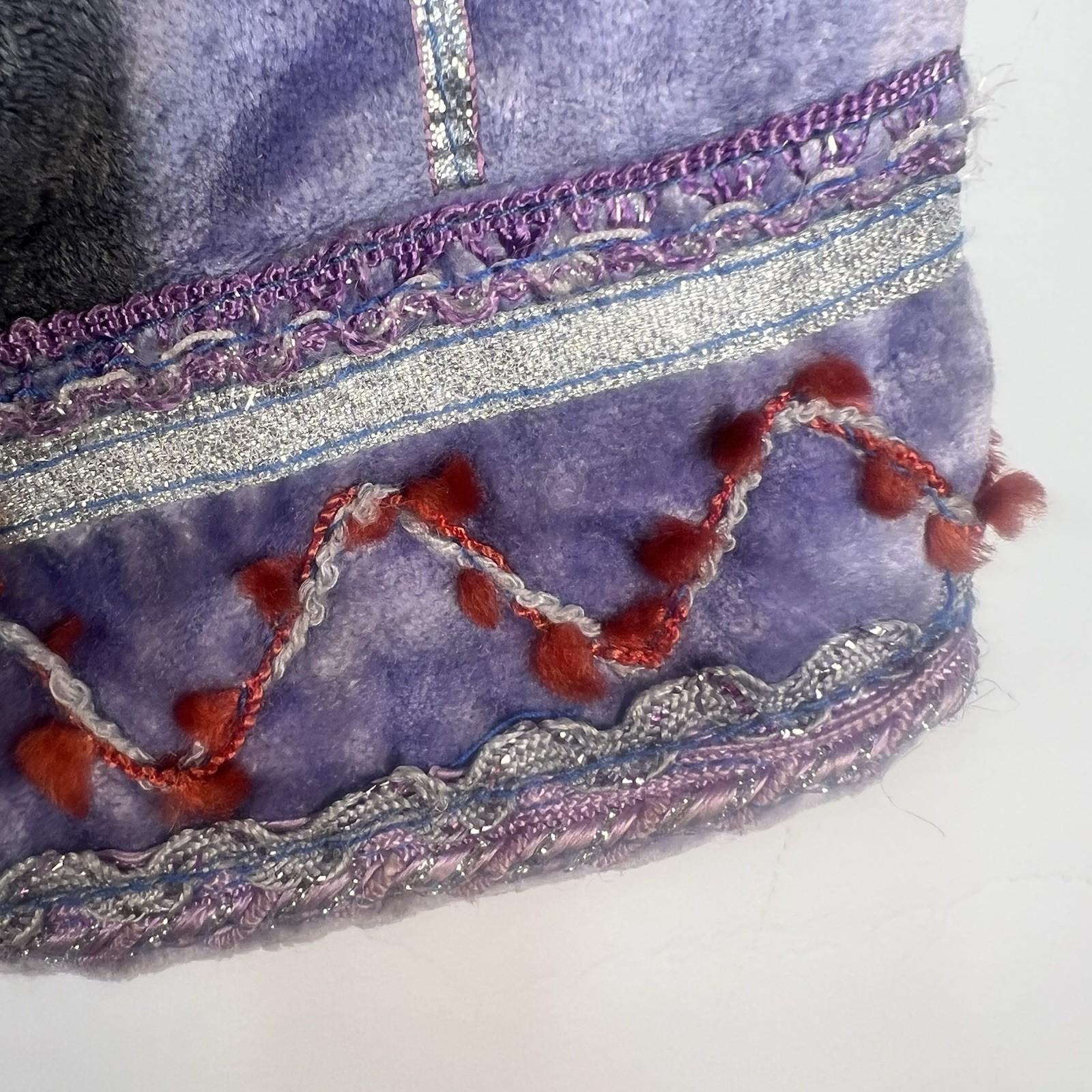 Vintage Sandy Starkman Artsy Jacket M Embroidered Crochet Patchwork Gray Pink