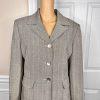 Le Suit Polyester Spandex Skirt Suit Size 14P Gray Peak Collar Faux Pockets 2PC