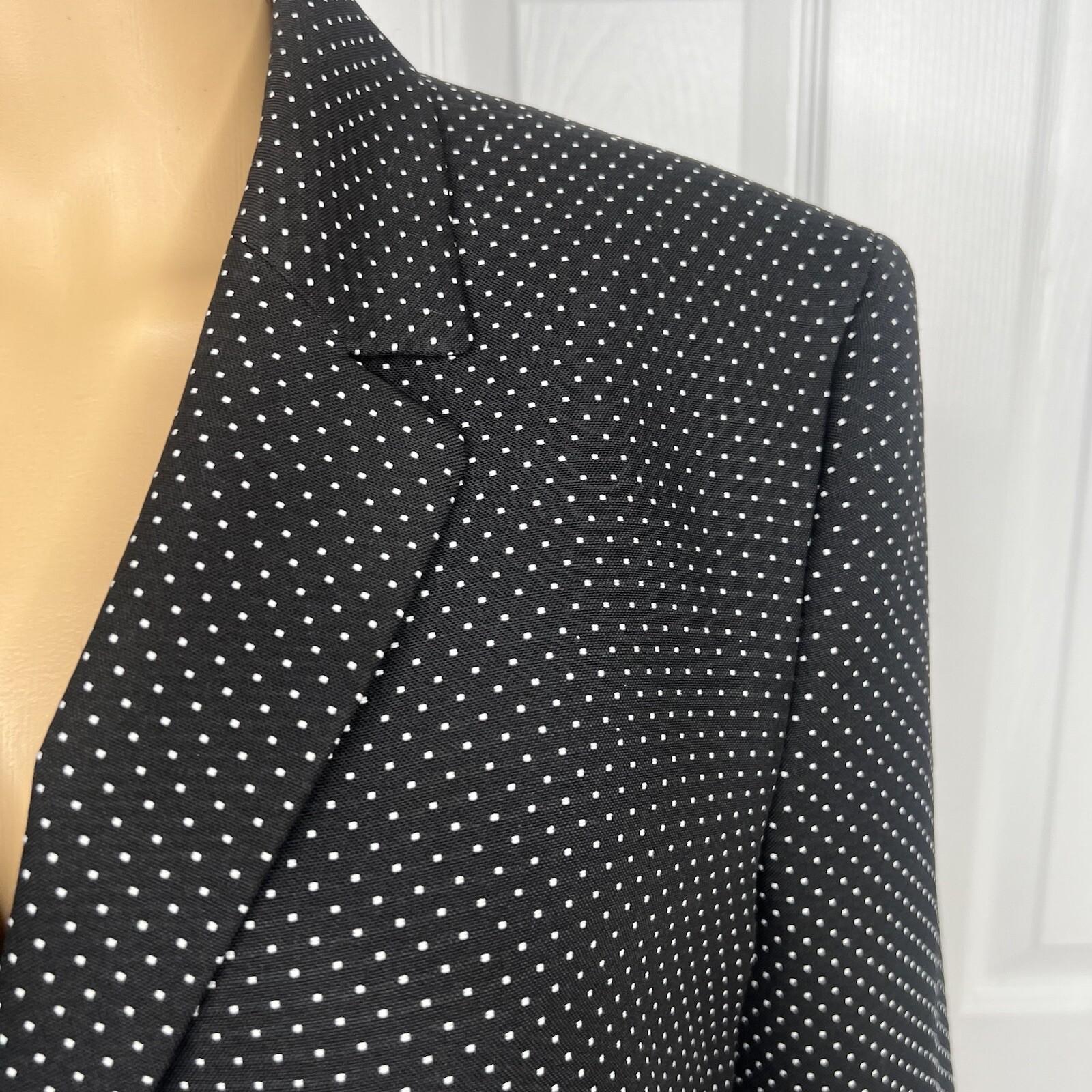 10-691.jpg Le Suit Women Polyester Skirt Suit Size 14 Black White Notch Collar Lined 2PC