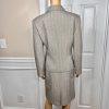 Le Suit Polyester Spandex Skirt Suit Size 14P Gray Peak Collar Faux Pockets 2PC