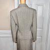 Le Suit Polyester Spandex Skirt Suit Size 14P Gray Peak Collar Faux Pockets 2PC