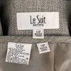 Le Suit Polyester Spandex Skirt Suit Size 14P Gray Peak Collar Faux Pockets 2PC
