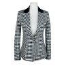10-6916.jpg GUESS Los Angeles Black White Cotton Stretch Professional Elegant Blazer Size 4