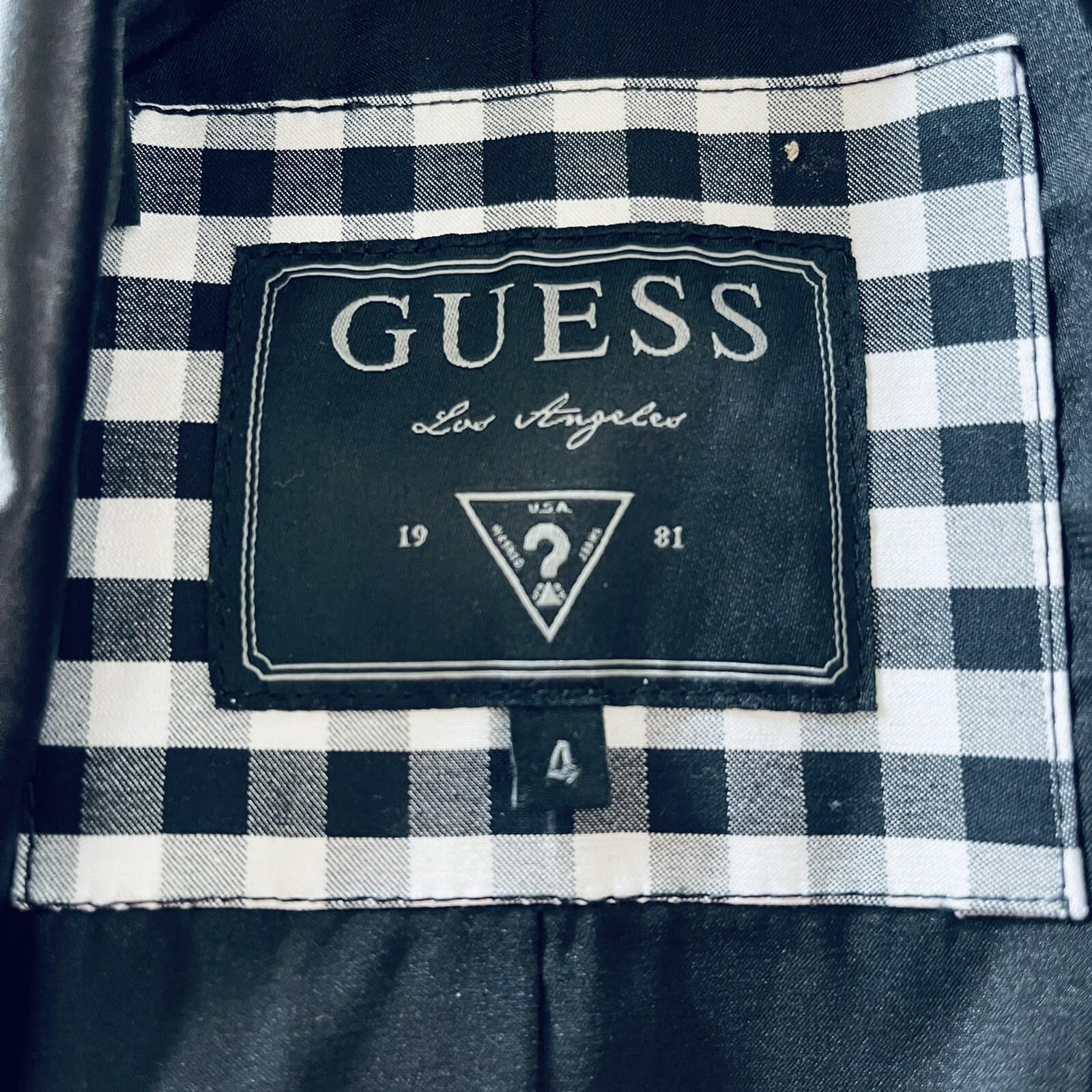 10-6921.jpg GUESS Los Angeles Black White Cotton Stretch Professional Elegant Blazer Size 4