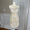 ANGELA & ALISON Wedding Dress 2 Gold Embellished Beaded Strapless Stretchy Veil