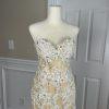ANGELA & ALISON Wedding Dress 2 Gold Embellished Beaded Strapless Stretchy Veil
