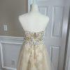 ANGELA & ALISON Wedding Dress 2 Gold Embellished Beaded Strapless Stretchy Veil