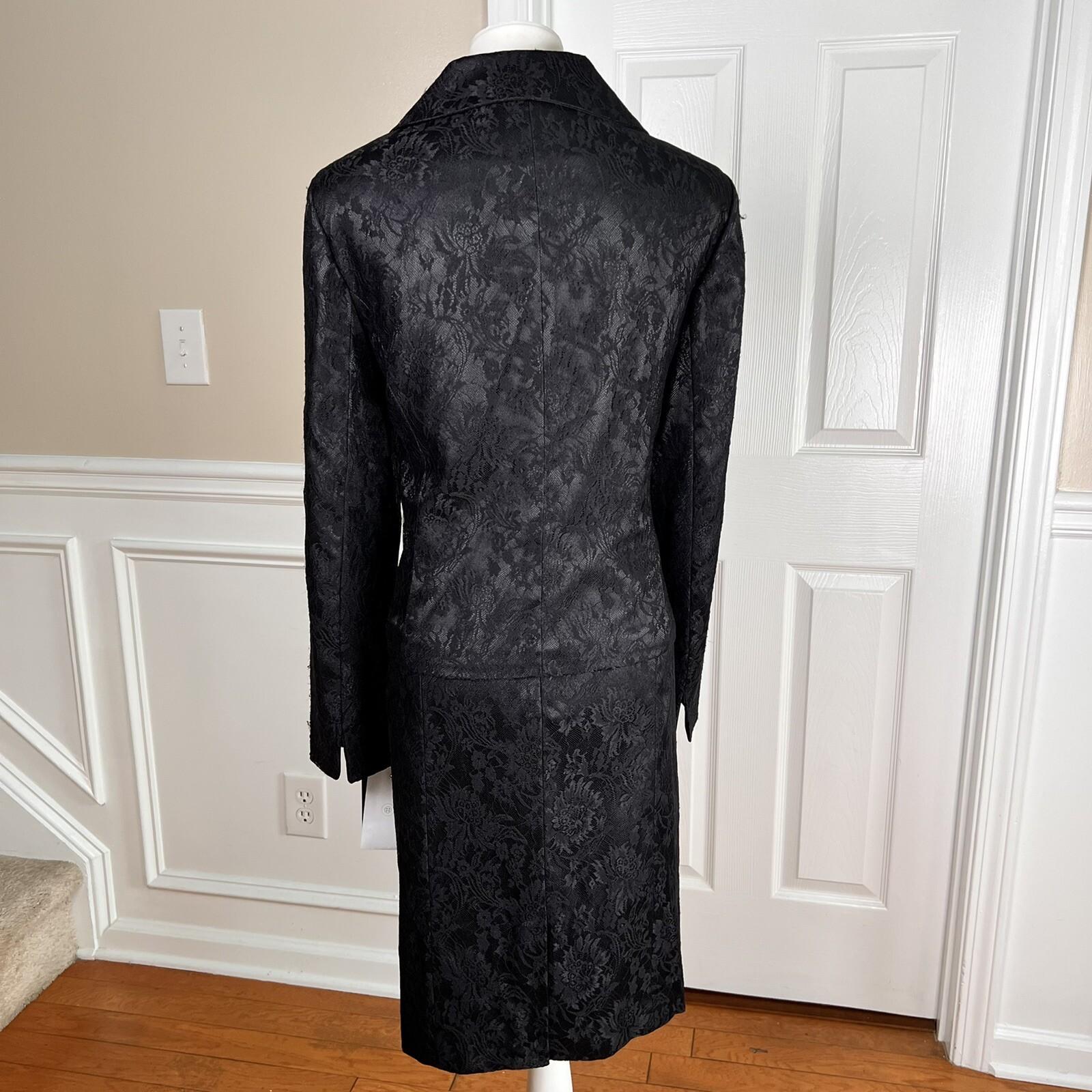 Studio By Liz  Claiborne Polyester Nylon Lace Skirt Suit Size 14 Black  2 PC New