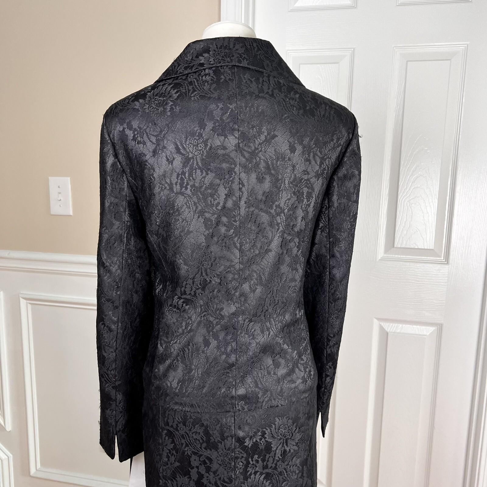 Studio By Liz  Claiborne Polyester Nylon Lace Skirt Suit Size 14 Black  2 PC New