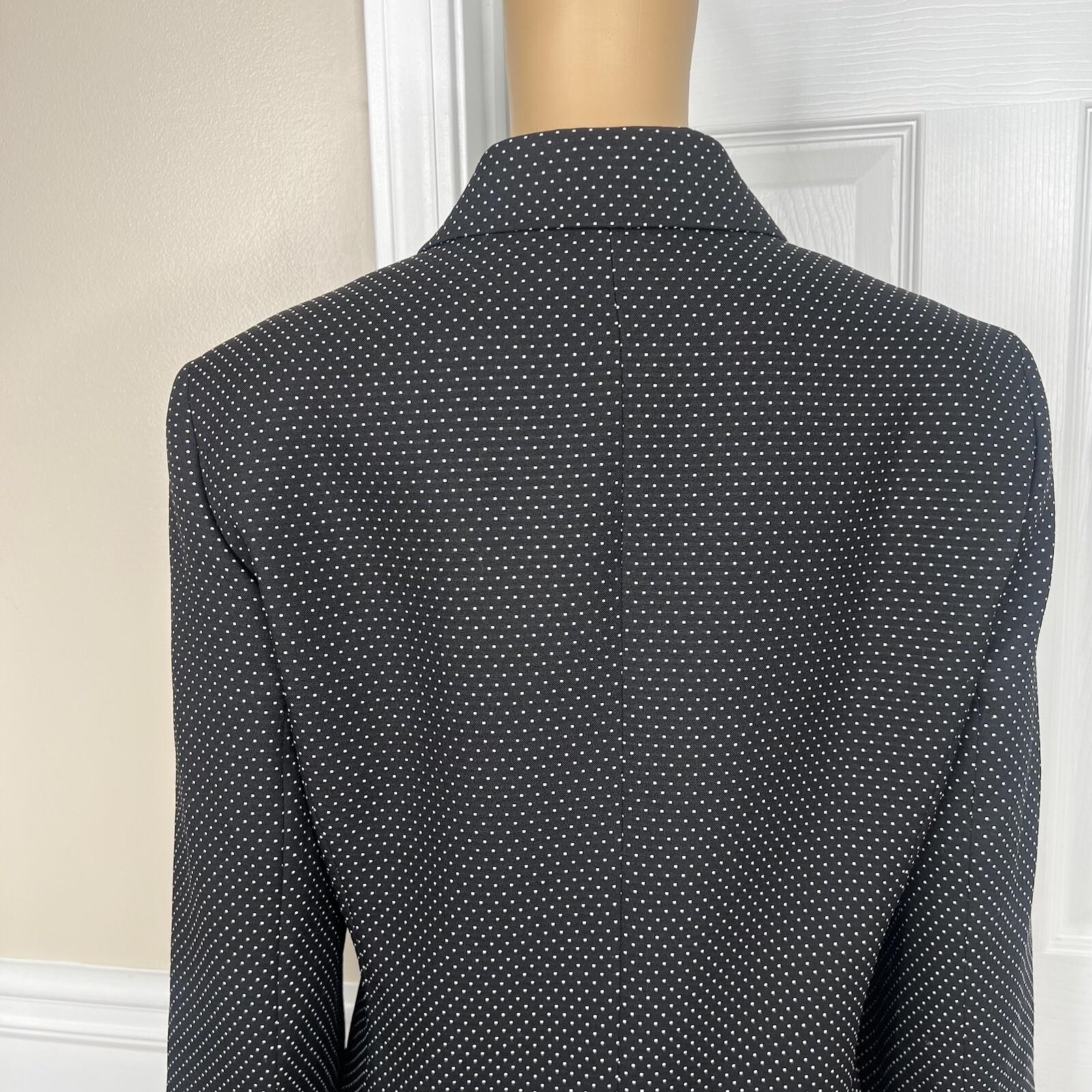 10-696.jpg Le Suit Women Polyester Skirt Suit Size 14 Black White Notch Collar Lined 2PC