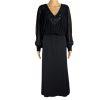 BADGLEY MISCHKA Black Beaded Polyester Stretch V Neck Cocktail Dress Size M/L