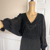 BADGLEY MISCHKA Black Beaded Polyester Stretch V Neck Cocktail Dress Size M/L