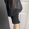 BADGLEY MISCHKA Black Beaded Polyester Stretch V Neck Cocktail Dress Size M/L