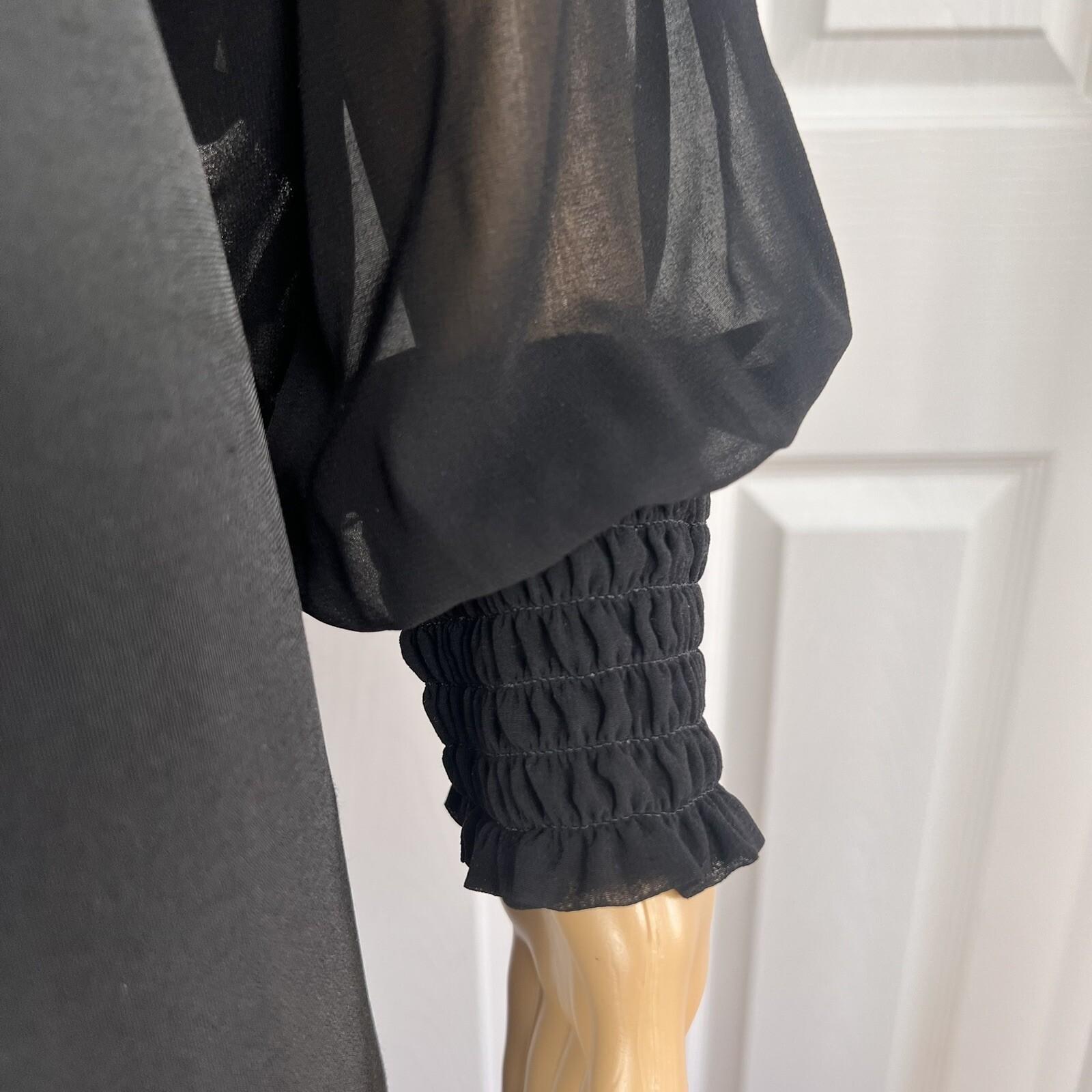 BADGLEY MISCHKA Black Beaded Polyester Stretch V Neck Cocktail Dress Size M/L