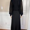 BADGLEY MISCHKA Black Beaded Polyester Stretch V Neck Cocktail Dress Size M/L