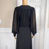 BADGLEY MISCHKA Black Beaded Polyester Stretch V Neck Cocktail Dress Size M/L