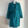 Nine West Viscose Spandex Dress Suit Size 12 Green Lined Cocktail Crepe 2PC