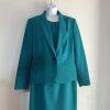 Nine West Viscose Spandex Dress Suit Size 12 Green Lined Cocktail Crepe 2PC