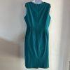 Nine West Viscose Spandex Dress Suit Size 12 Green Lined Cocktail Crepe 2PC