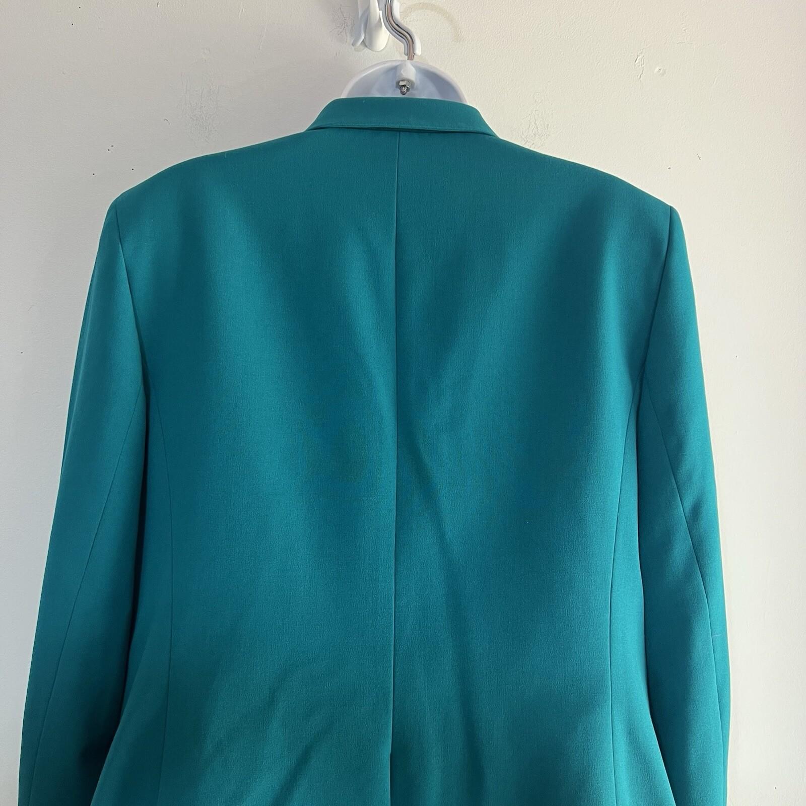 Nine West Viscose Spandex Dress Suit Size 12 Green Lined Cocktail Crepe 2PC