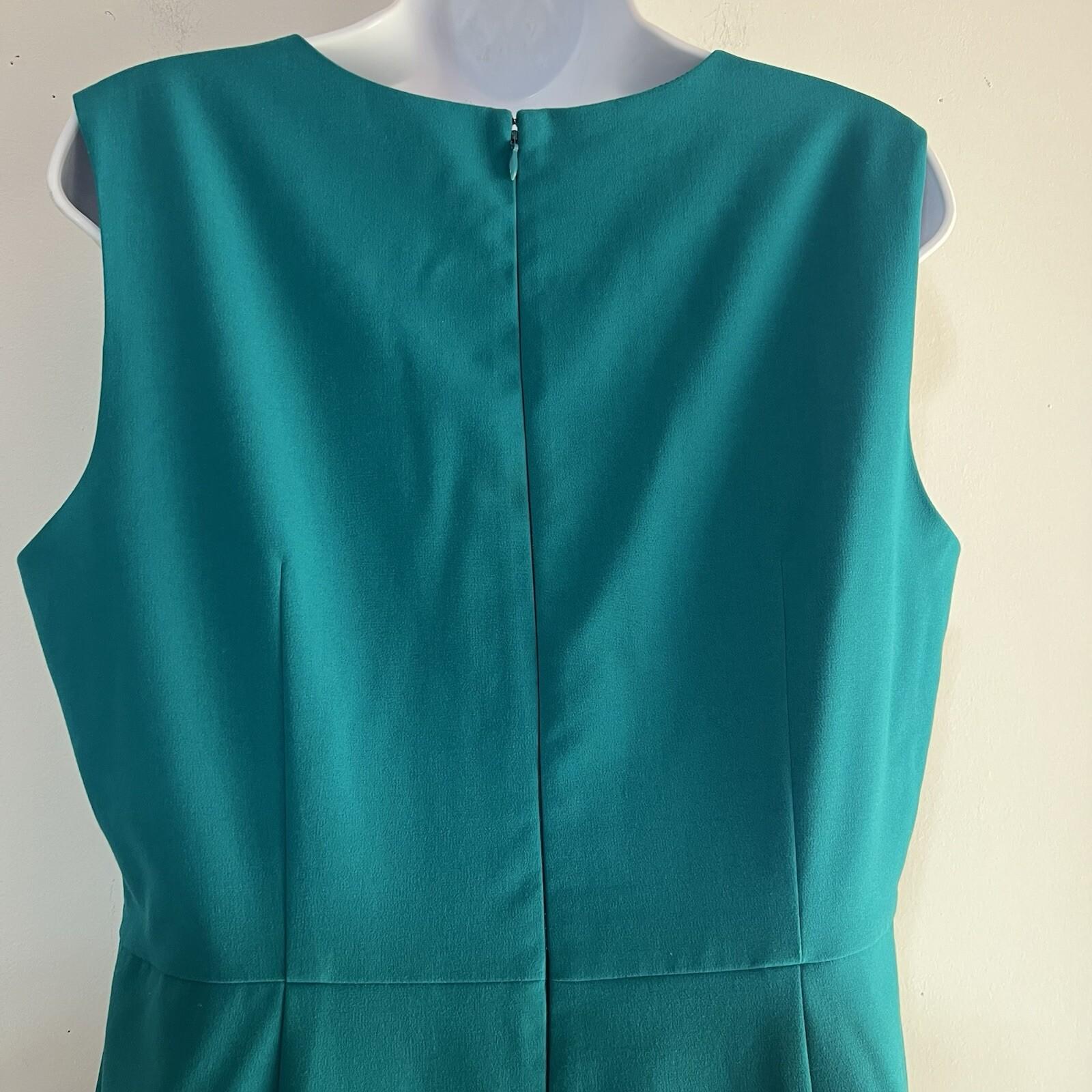 Nine West Viscose Spandex Dress Suit Size 12 Green Lined Cocktail Crepe 2PC