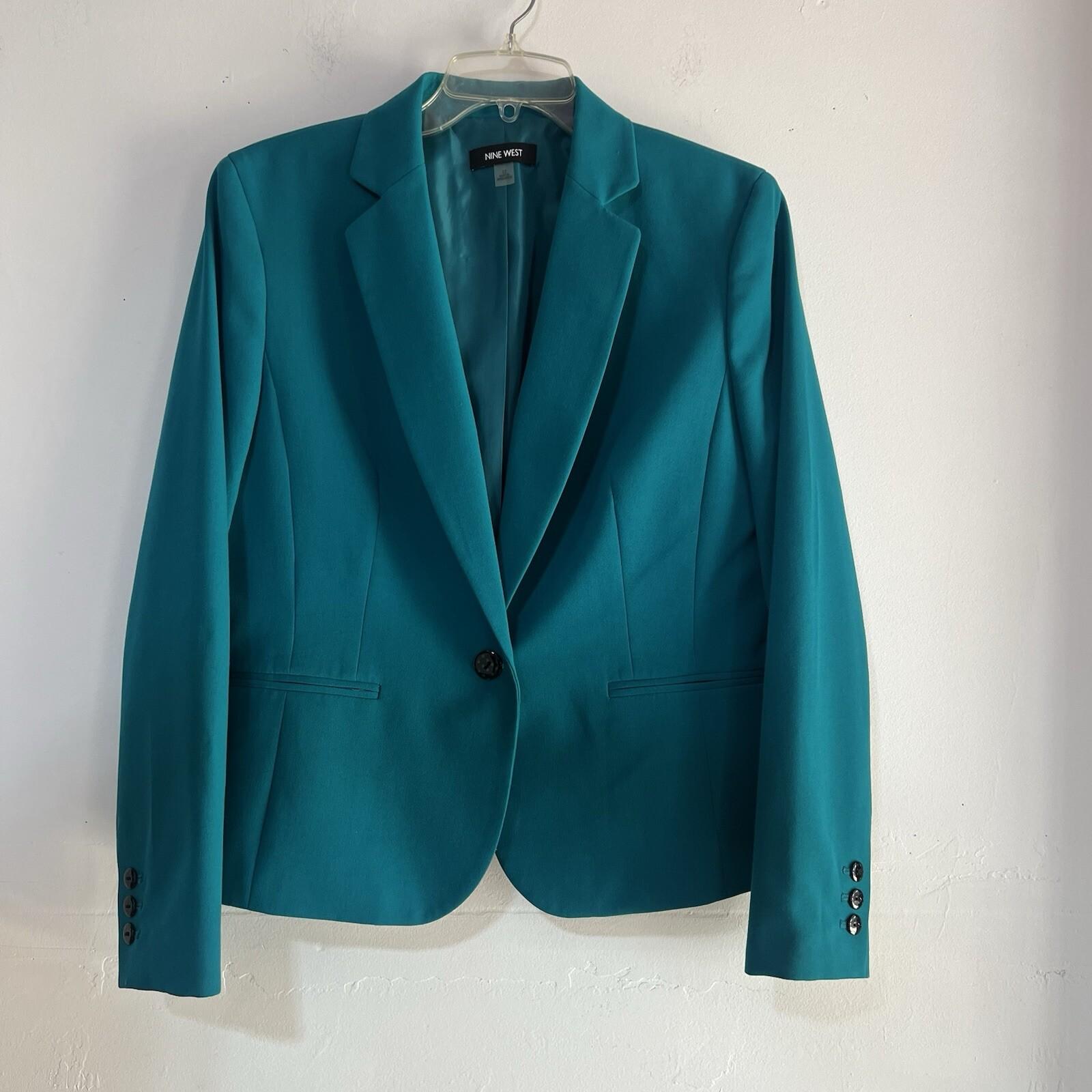 Nine West Viscose Spandex Dress Suit Size 12 Green Lined Cocktail Crepe 2PC