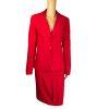 New C J PHILLIPS Women 2PC Red Polyester Lined Peak Collar Skirt Suit Size 8